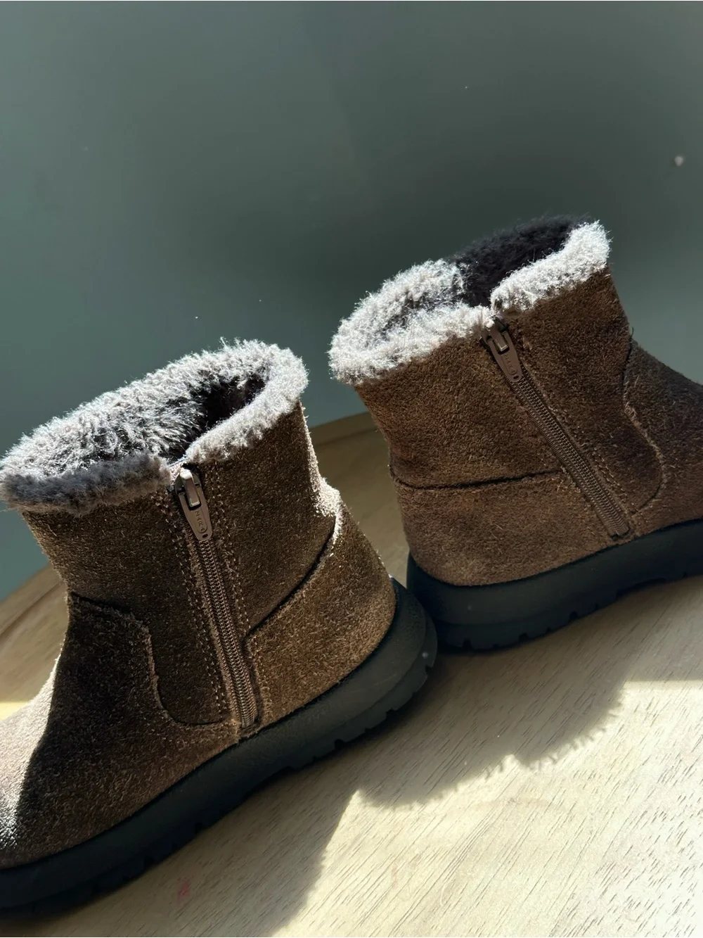 Kids Brown Suede Winter Boot with Cozy Shearling Lining